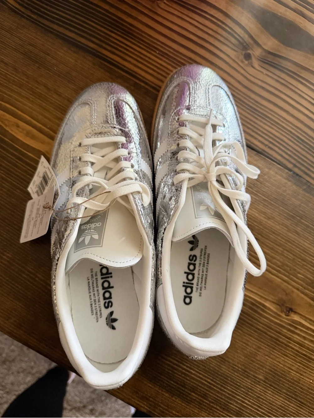 adidas Samba Metallic Silver and White Sneaker